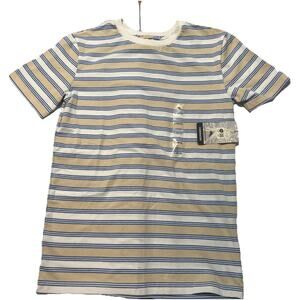 NWT Tommy Bahama Boy's Youth Short Sleeve Striped T-Shirt Tan & Blue Sz L 10/12
